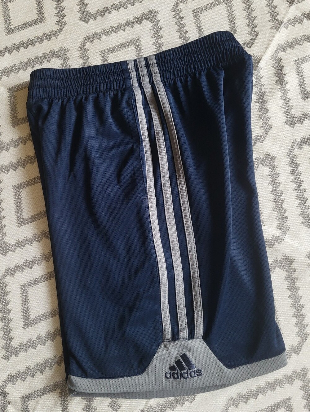 adidas Navy Blue Athletic Shorts with Gray Trim